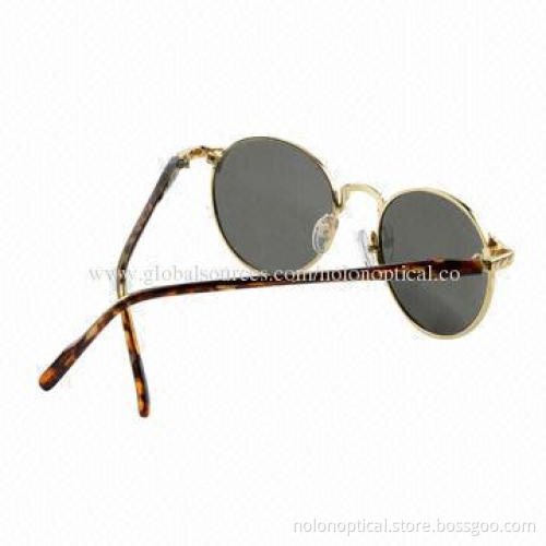 Round shape golden metal sunglasses